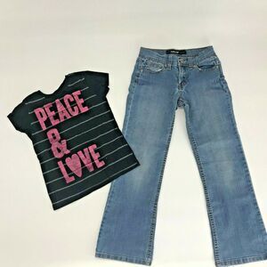 Old Navy Jordache Girls Outfit T-Shirt Jeans Peace & Love Bootcut Sz S 7